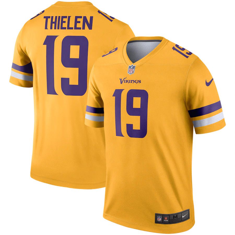 Men Minnesota Vikings 19 Adam Thielen Nike Gold Inverted Legend NFL Jersey
